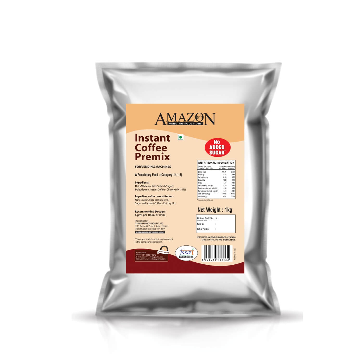 Amazon 3 in 1 Instant Coffee Premix with No Added Sugar